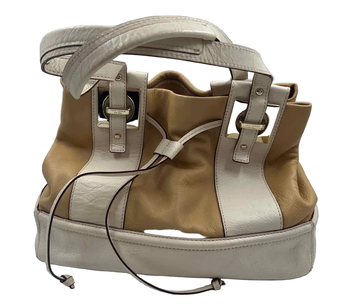 KATE SPADE Camel & Ivory EASTON KENNY Handled Shoulder Bag Purse w/Drawstring Closure