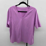 Chico's Women's Size XL Lavender Solid Short Sleeve Shirt
