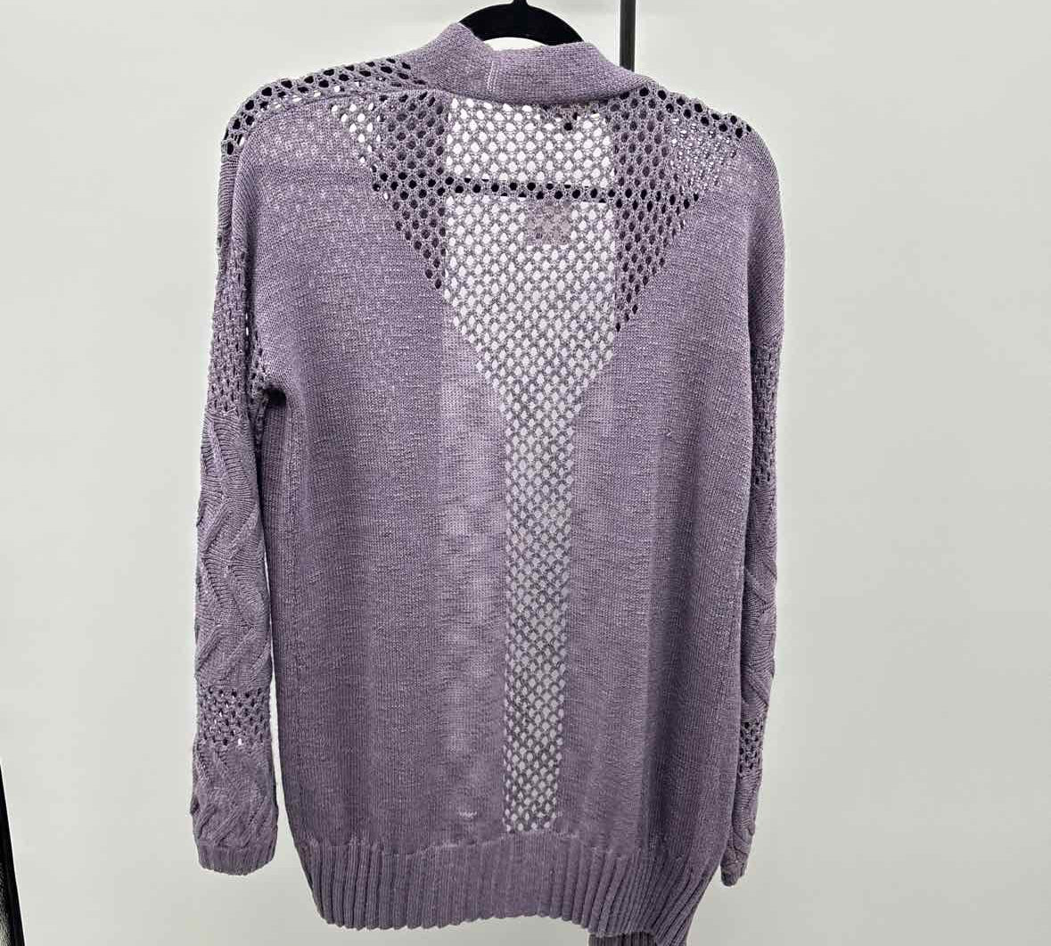 Lety Me Women's Size M Purple Open Weave Cardigan