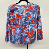 J Crew Women's Size XS Blue Leaf Long Sleeve Shirt
