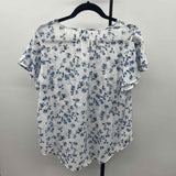 Liz Claiborne Women's Size L Blue Floral Short Sleeve Shirt