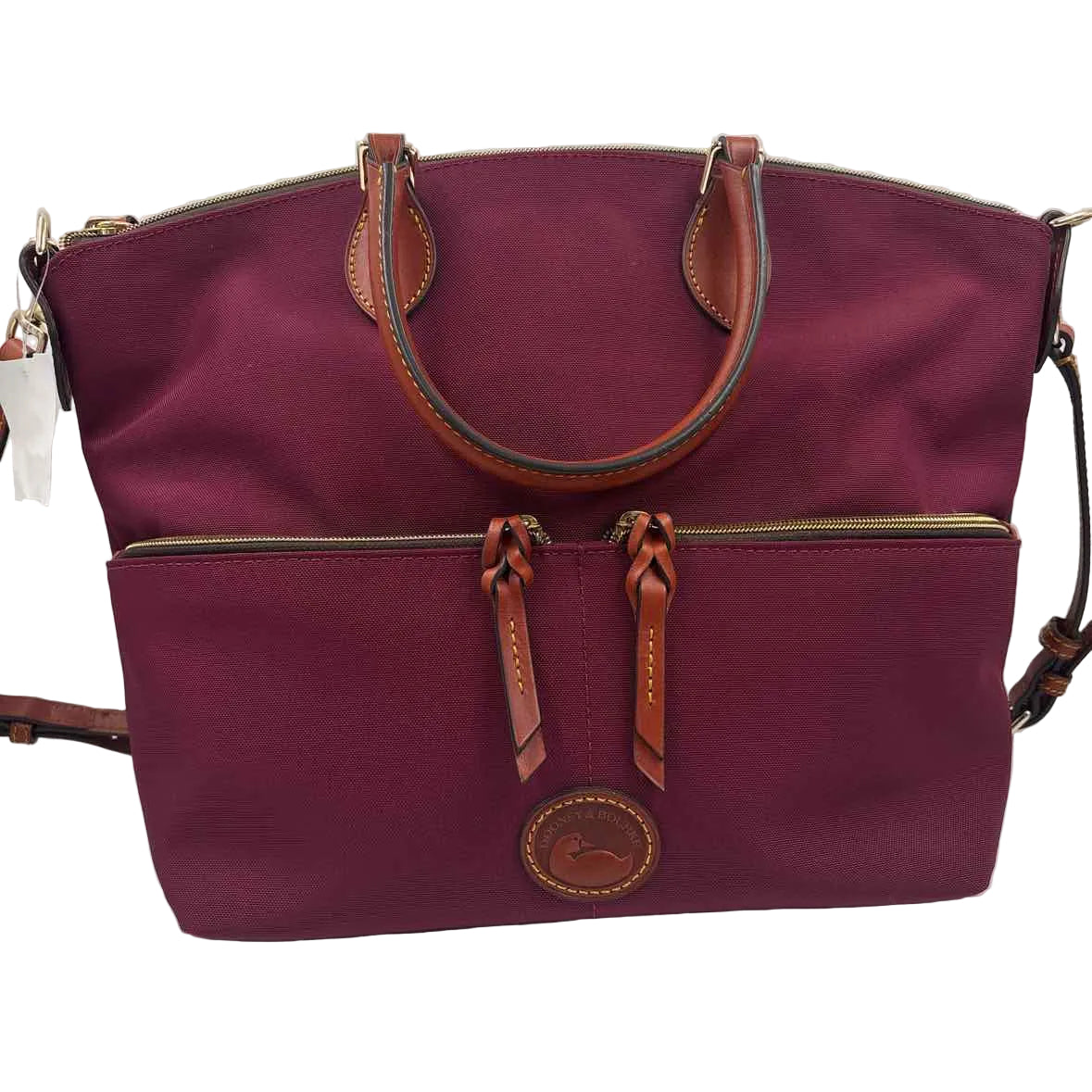NWT DOONEY & BOURKE Maroon Nylon Domed POCKET Satchel Purse w/Crossbody
