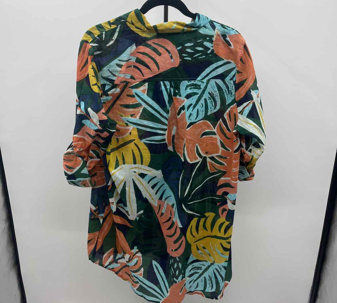True Destinations Women's Size M Green Leaf Long Sleeve Shirt