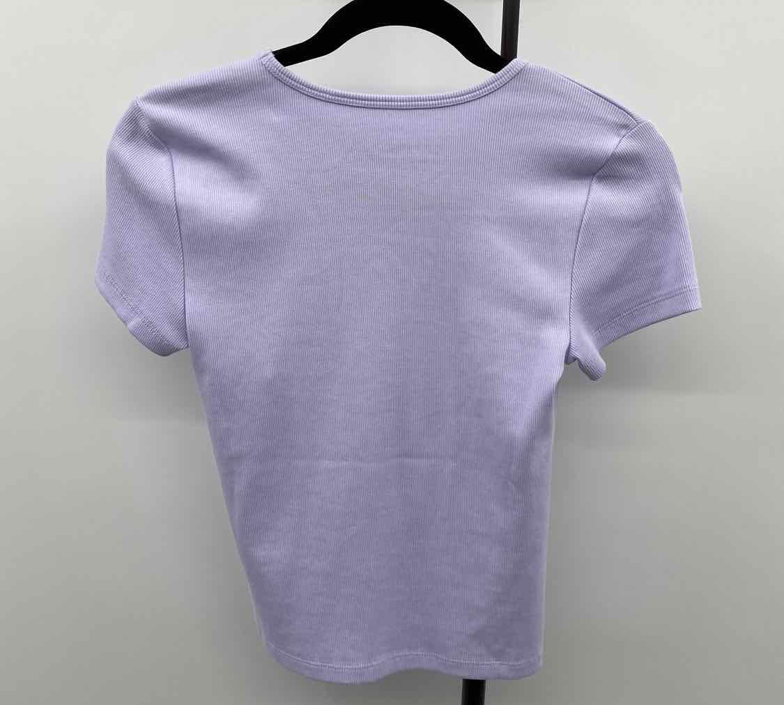 Life Is Good Women's Size S Lavender Ribbed Short Sleeve Shirt