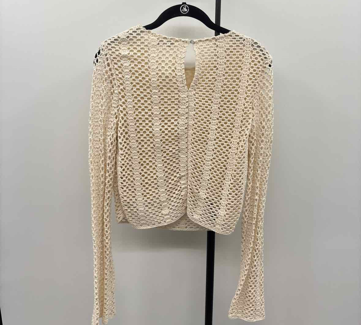 Lucy Paris Women's Size S Ivory Crochet Long Sleeve Shirt