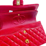 Interior CHANEL Red Lambskin Leather MEDIUM CLASSIC DOUBLE FLAP Bag Purse