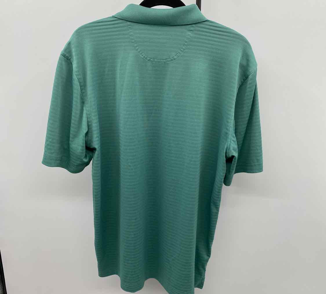 Greg Norman Men's Size L Green Striped Short Sleeve Shirt