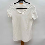 Chico's Women's Size S White Solid Short Sleeve Shirt