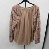 Aveology Women's Size 18 Brown Embroidered Long Sleeve Shirt