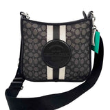 COACH Black & Gray Signature C Jacquard DEMPSEY FILE BAG Crossbody Purse