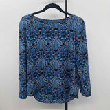 Loft Women's Size MP Blue Tapestry Long Sleeve Shirt