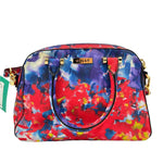 MILLY Red Blue Yellow Multi Watercolor Leather Handled Satchel Purse w/Crossbody