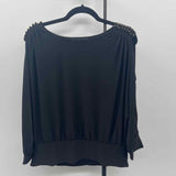 White House Black Market Women's Size L Black Solid Long Sleeve Shirt