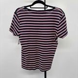 Tommy Hilfiger Women's Size L Navy Stripe Short Sleeve Shirt