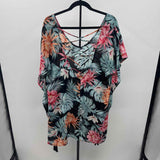 Kona Sol Women's Size 1X Black Floral Coverup
