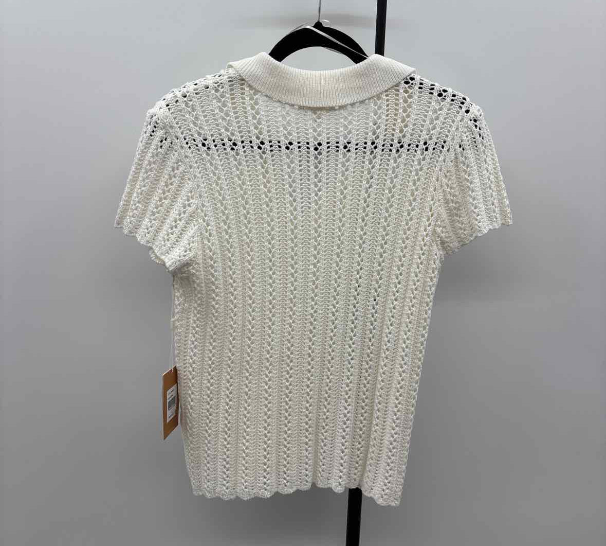 Cyrus Women's Size S White Open Weave Sweater