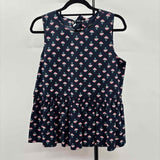Ann Taylor Women's Size S Navy Floral Sleeveless Shirt
