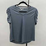 Green Envelope Women's Size M Charcoal Ribbed Short Sleeve Shirt