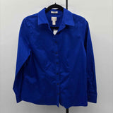 Chico's Women's Size S Royal Blue Solid Long Sleeve Shirt