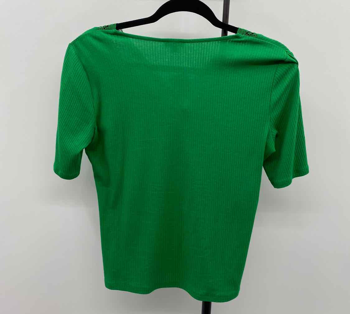 Talbots Women's Size S Green Ribbed Short Sleeve Shirt