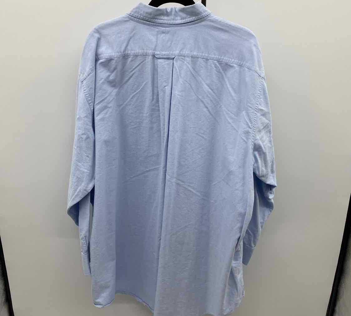 Lands End Men's Size XXL Blue Solid Long Sleeve Shirt