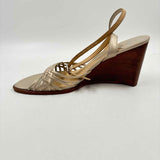 White Mountain Women's Shoe Size 6.5 Gold Woven Wedges