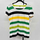 Jones New York Women's Size XLP White Stripe Short Sleeve Shirt