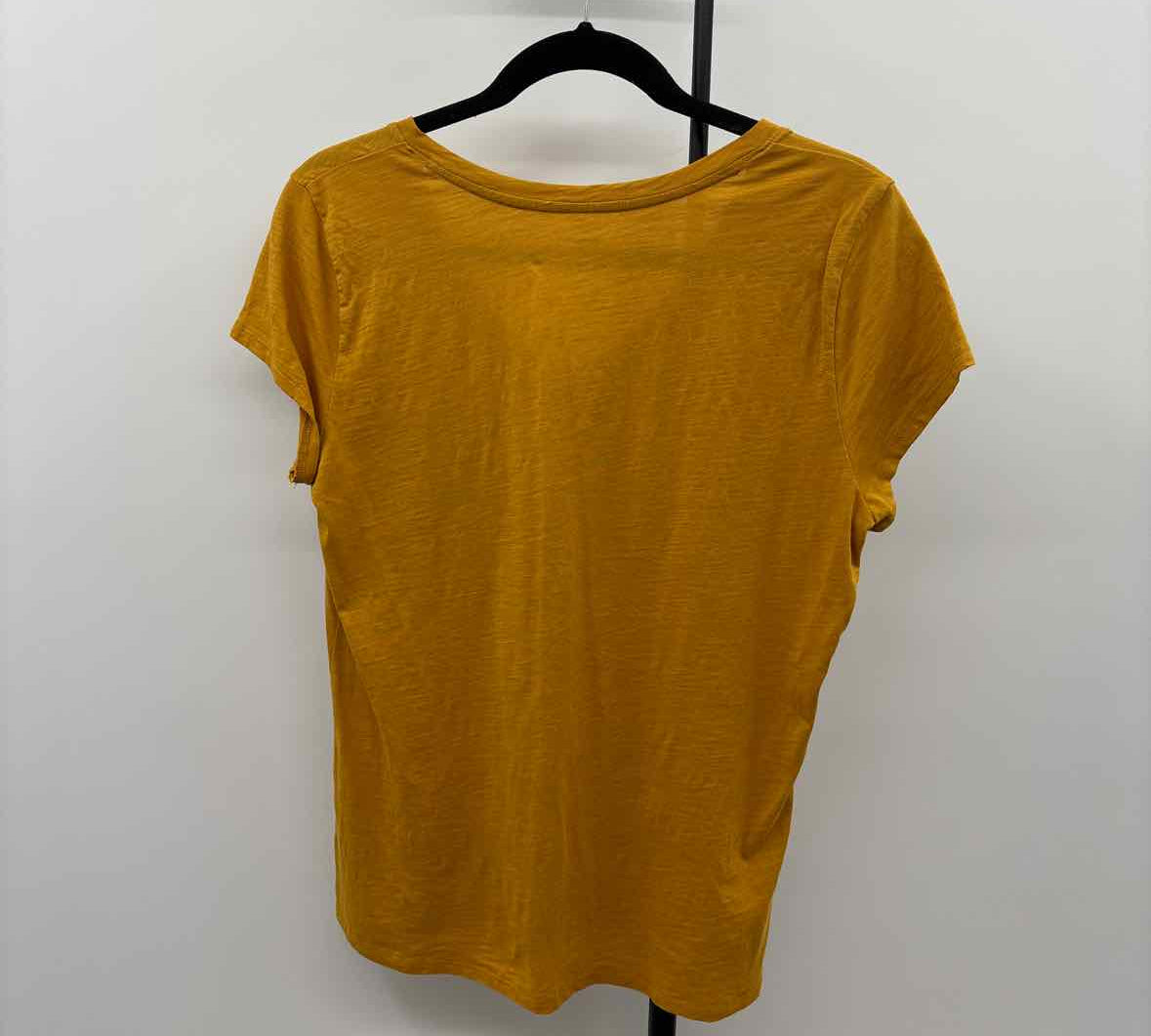 Garnet Hill Women's Size S Mustard Yellow Solid Short Sleeve Shirt