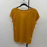 Garnet Hill Women's Size S Mustard Yellow Solid Short Sleeve Shirt