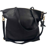 STELLA & DOT COVET Black Pebbled Leather KENSINGTON Handled Tote Bag Purse w/Crossbody Strap