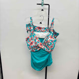 Lands End Women's Size 18 Teal Floral Swimsuit - 2 Piece