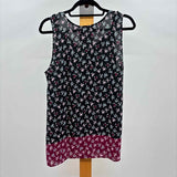Ann Taylor Women's Size M Black Floral Sleeveless Shirt