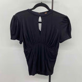 Free People Women's M Black Solid Short Sleeve Shirt