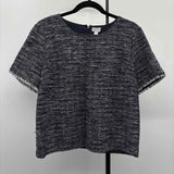 J Crew Women's Size L Navy Heathered Short Sleeve Shirt