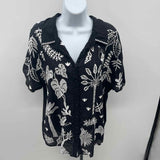 Johnny Was Women's Size L Black Embroidered Short Sleeve Shirt