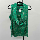 Ann Taylor Women's Size 10P Green Abstract Sleeveless Shirt