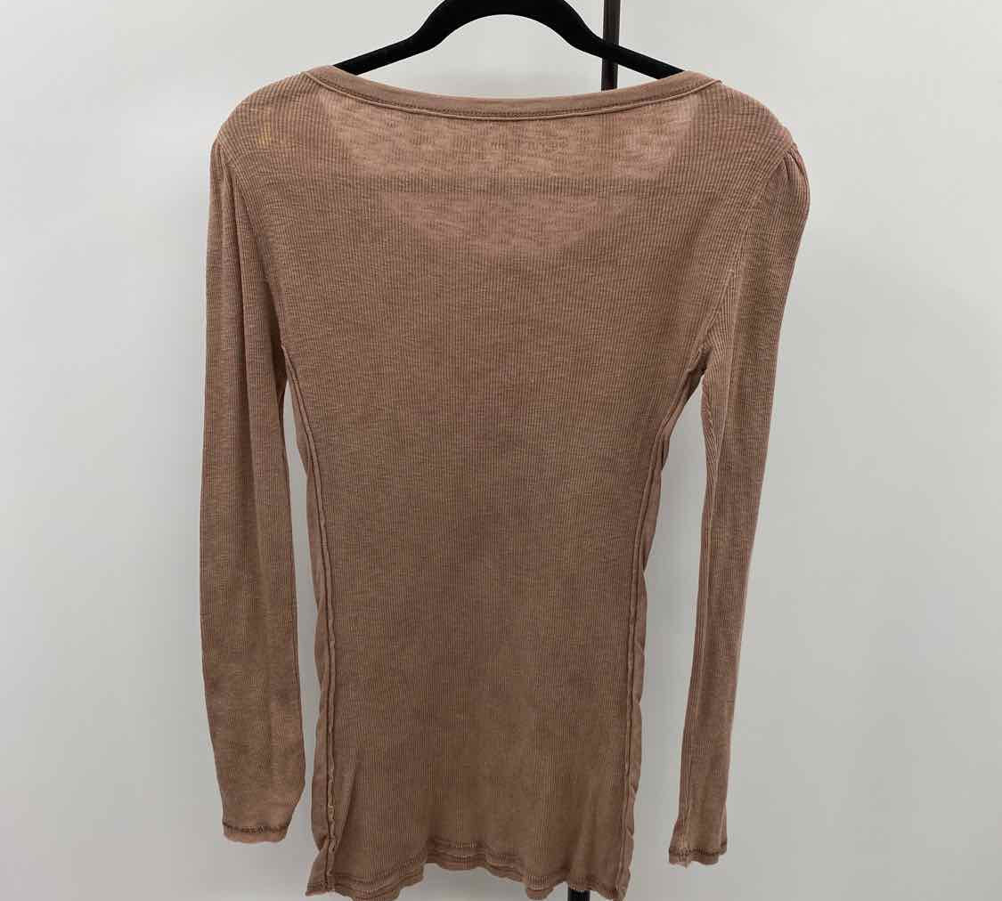 Calvin Klein Women's Size M Mocha Ribbed Long Sleeve Shirt
