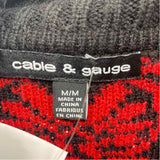 Cable & Gauge Women's Size M Red Geometric Cardigan