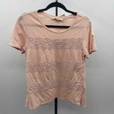 Loft Women's Size S Peach Textured Short Sleeve Shirt
