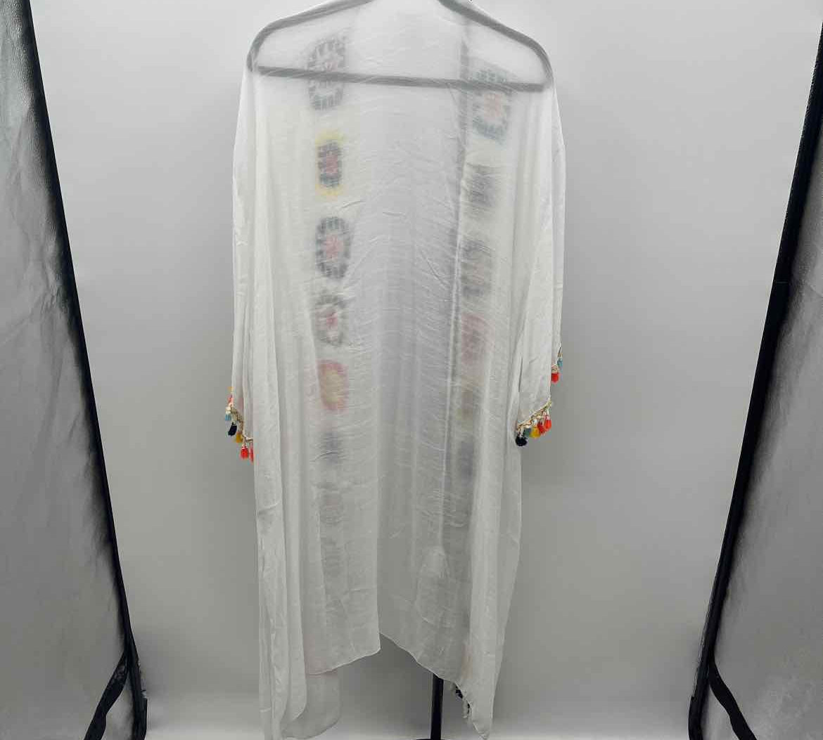 White Mark Women's Size Plus Size White Crochet Cardigan
