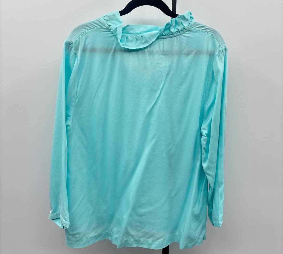 crown & ivy Women's Size XL Blue Solid Long Sleeve Shirt
