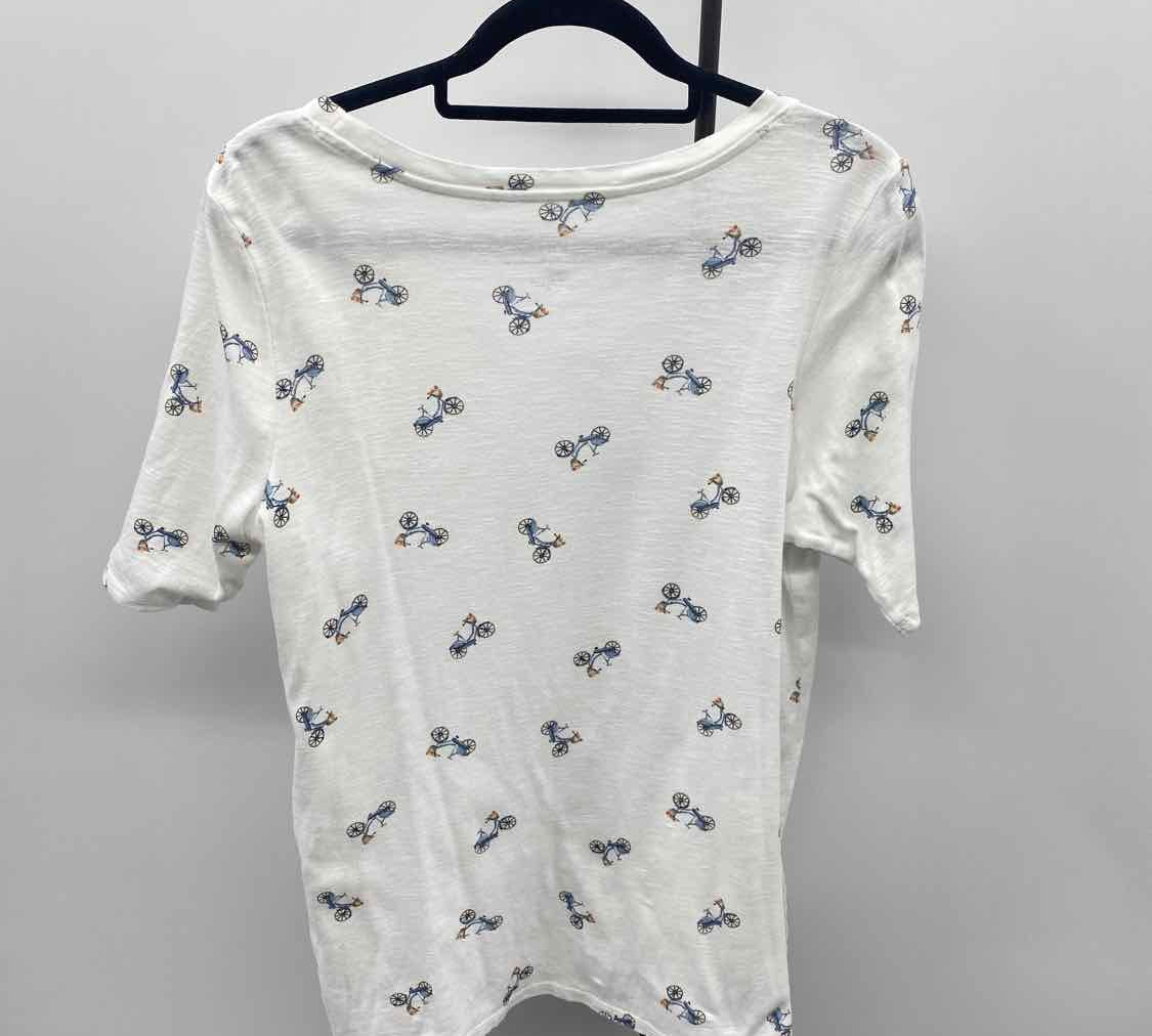 JJill Women's Size M White bicycle Short Sleeve Shirt