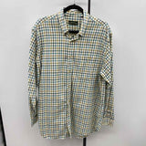 Orvis Men's Size L Ivory Checkered Long Sleeve Shirt