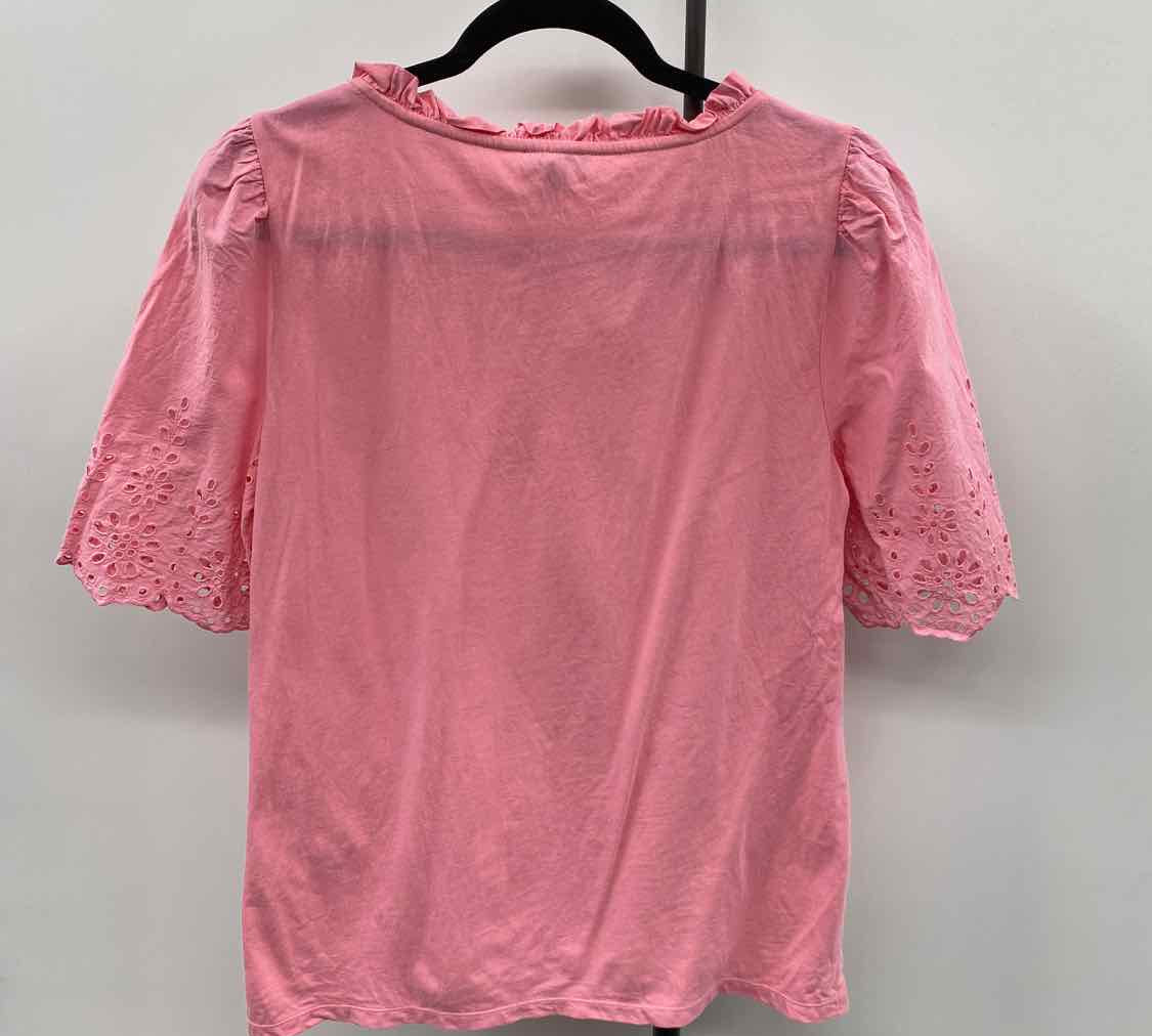 Talbots Women's Size LP Pink Eyelet Short Sleeve Shirt