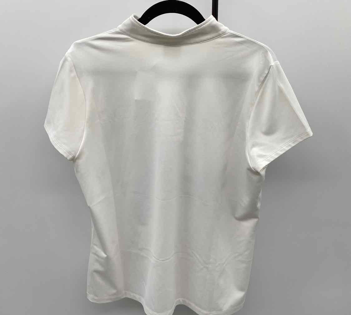 Chico's Women's Size L White lines Short Sleeve Shirt