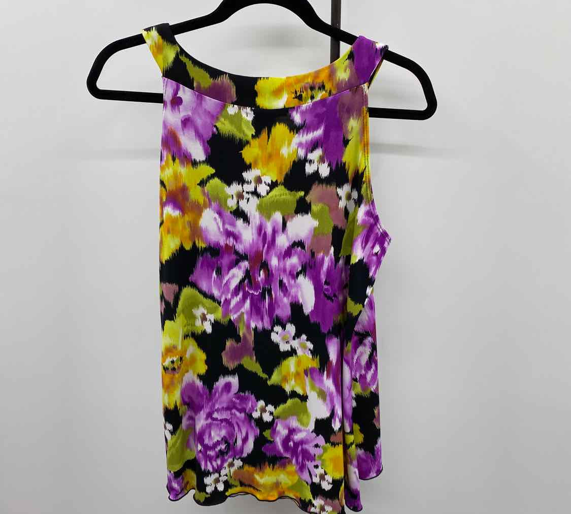 Carole Little Women's Size L Purple Floral Sleeveless Shirt