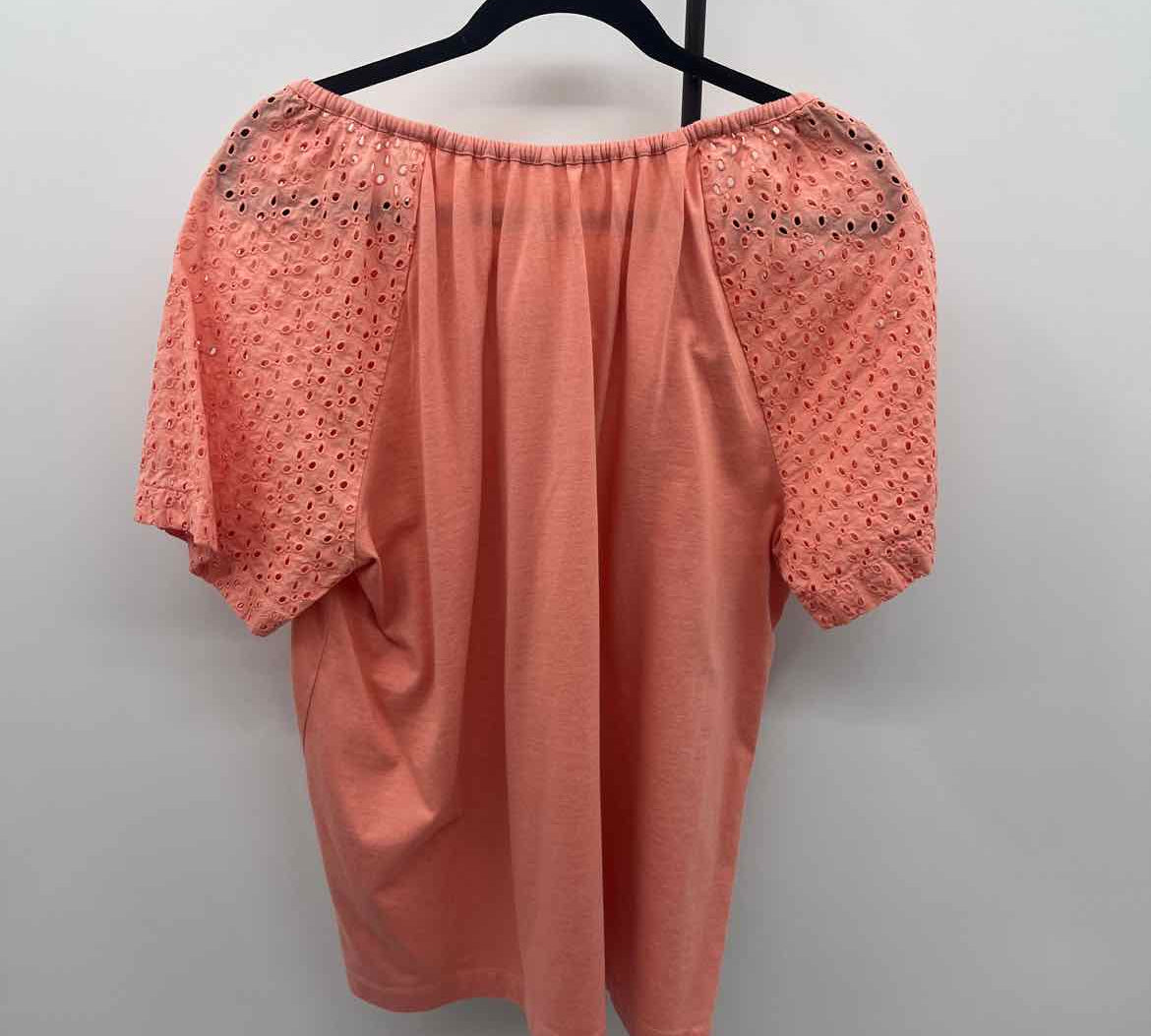 Blair Women's Size XL Melon Eyelet Short Sleeve Shirt