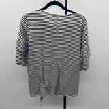 Tickled Teal Women's Size S Charcoal Stripe Short Sleeve Shirt