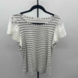 Jane & Dilancey Women's Size M Gray Stripe Short Sleeve Shirt