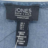 Jones New York Women's Size L Blue Solid Long Sleeve Shirt